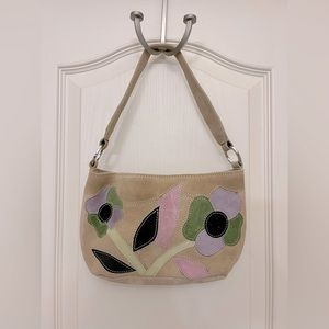 Vintage Y2K Suede Flower Patchwork Shoulder Bag